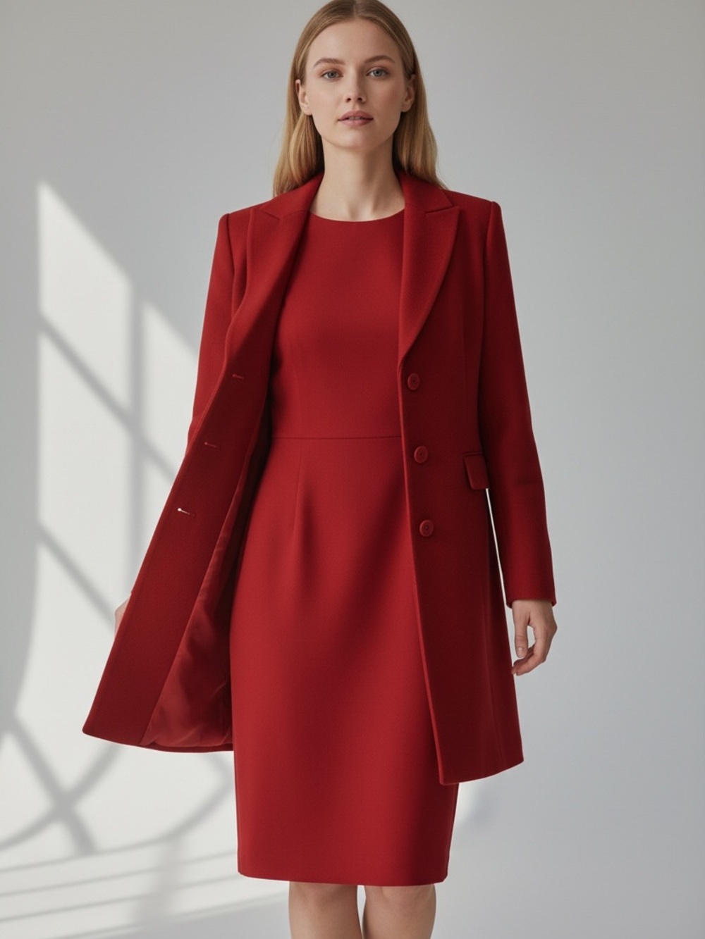 Ann Taylor Silk Red Dress & Trench Coat size 4
